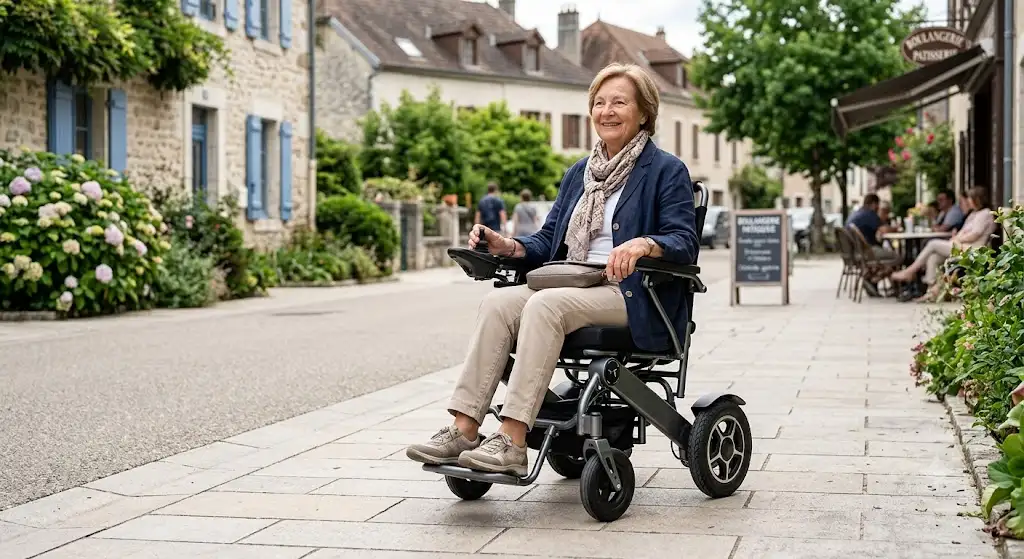 Fauteuil roulant électrique pliant et léger pour personnes à mobilité réduite