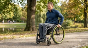  Illustration d'un fauteuil roulant manuel actif pour personne a mobilite reduite