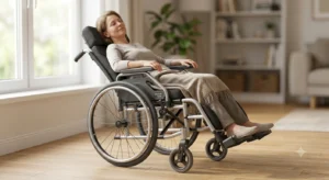 Illustration d'un fauteuil roulant manuel pediatrique ajustable pour enfant
