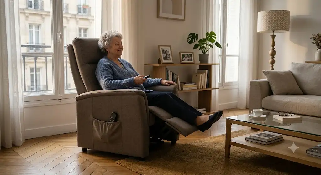 Fauteuil électrique moins de 1500 euros pour le confort des seniors dans un salon