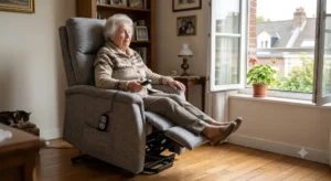 Fauteuil électrique moins de 1500 euros releveur 2 moteurs en tissu gris