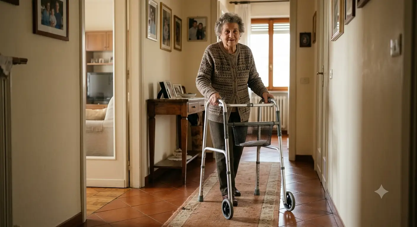 Deambulatore economico da 80 euro pieghevole e leggero in alluminio per anziani