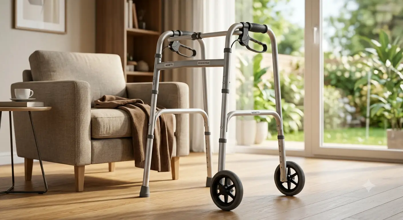 Deambulatore Moretti pieghevole in alluminio leggero per anziani con impugnature ergonomiche