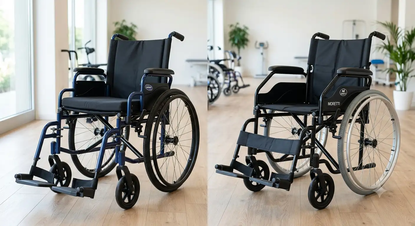 Confronto tra una carrozzina Invacare e una carrozzina Moretti per disabili e anziani