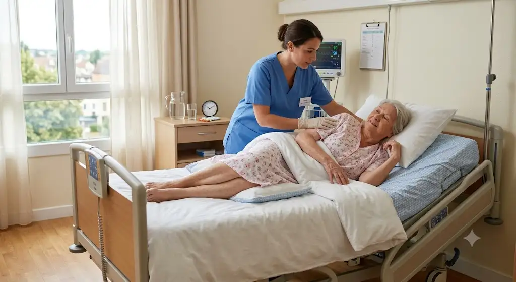 Soignant aidant une personne alitée à changer régulièrement de position pour prévenir les escarres comment prévenir les escarres