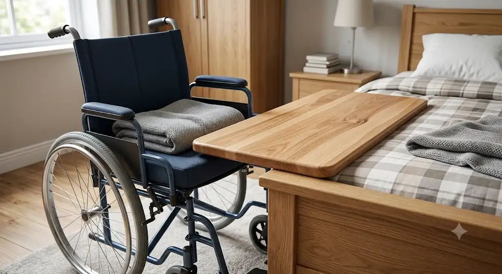 Planche de transfert standard en bois pour aide à la mobilité des personnes à mobilité réduite.