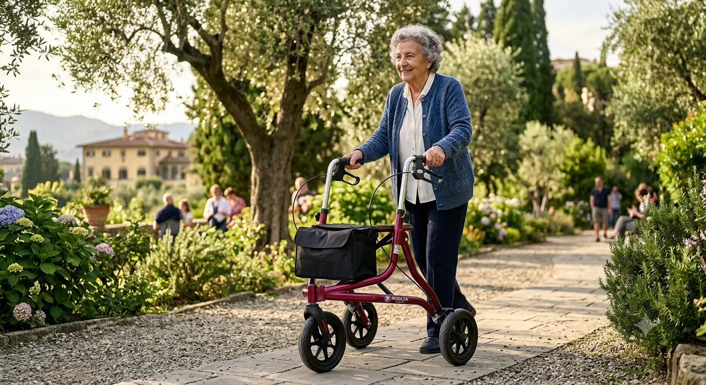 Rollator 3 ruote pieghevole e leggero in alluminio per la mobilita quotidiana degli anziani