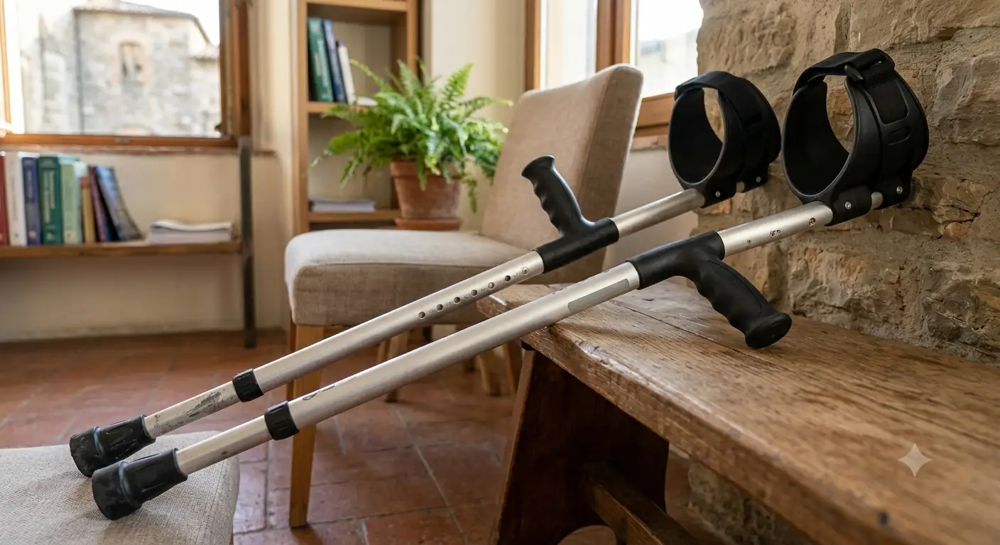 Coppia di stampelle canadesi da avambraccio in alluminio leggero con impugnatura ergonomica